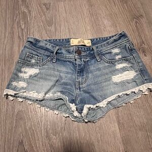 Hollister Light Blue Distressed Jean Shorts